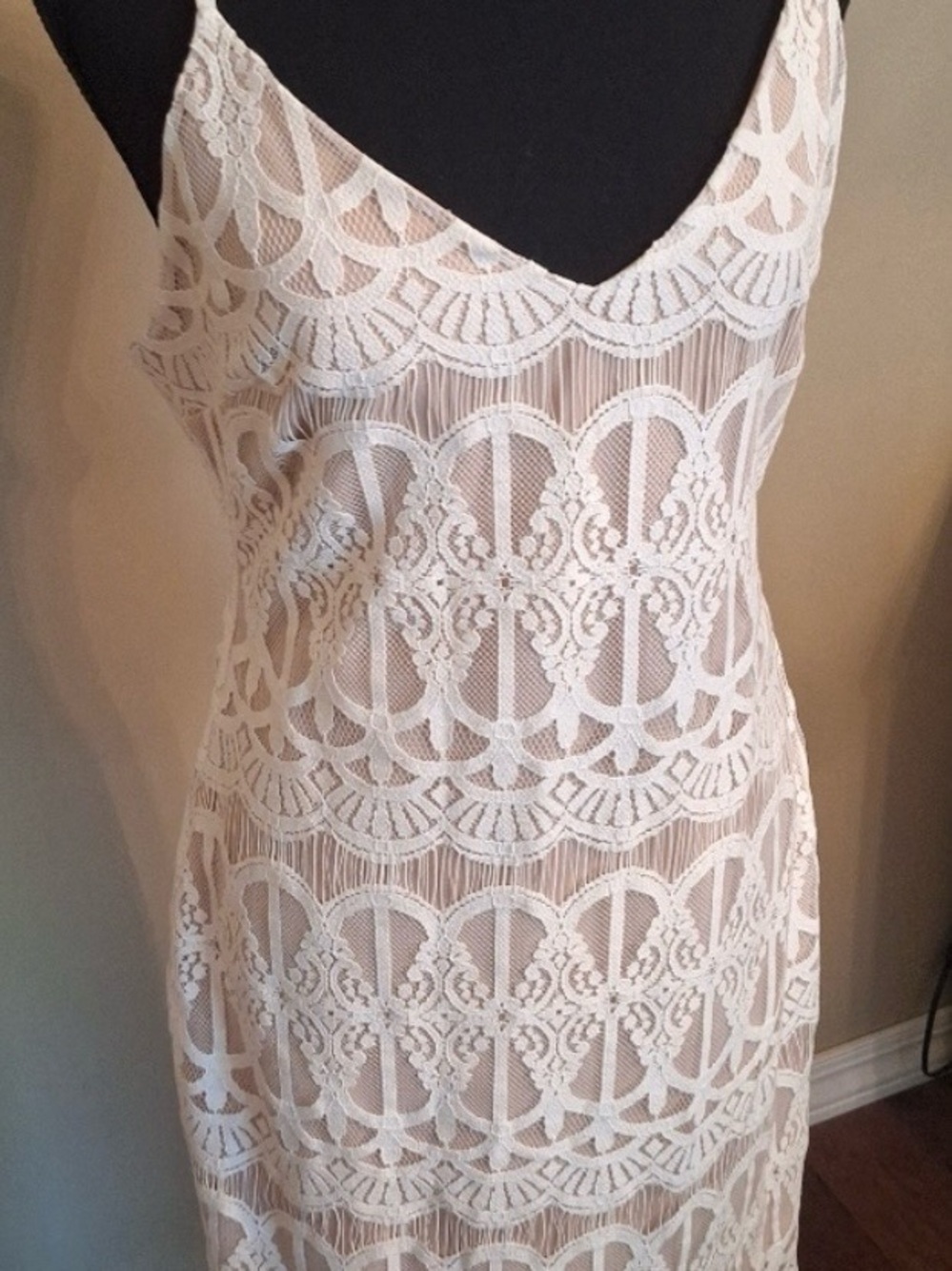 Leith Ivory Lace Midi Slip Dress
